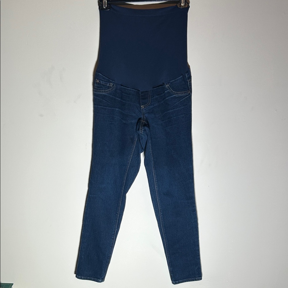 Indigo Blue Secret Fit Belly Maternity Skinny Jeans Dark Wash Petite Small PS